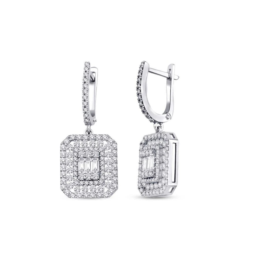 1.48 Carat Diamond Baguette Earrings