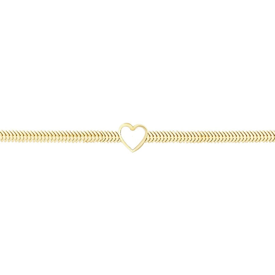 Goldenes herzförmiges Fischgrätenkettenarmband