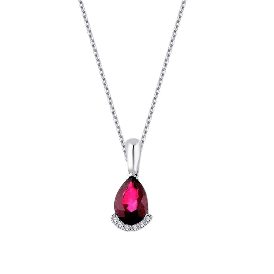1.13 Carat Diamond Pear Ruby Necklace