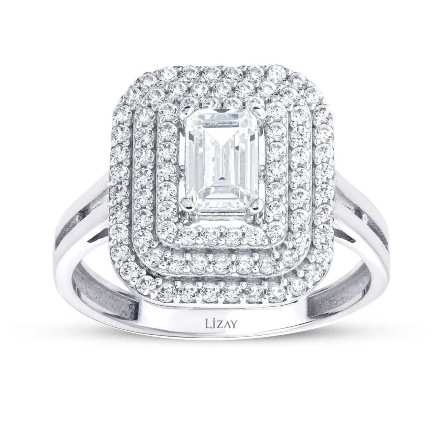 Gold Triple Row Baguette Ring