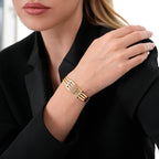 Gold Ribbed Ball Bangle