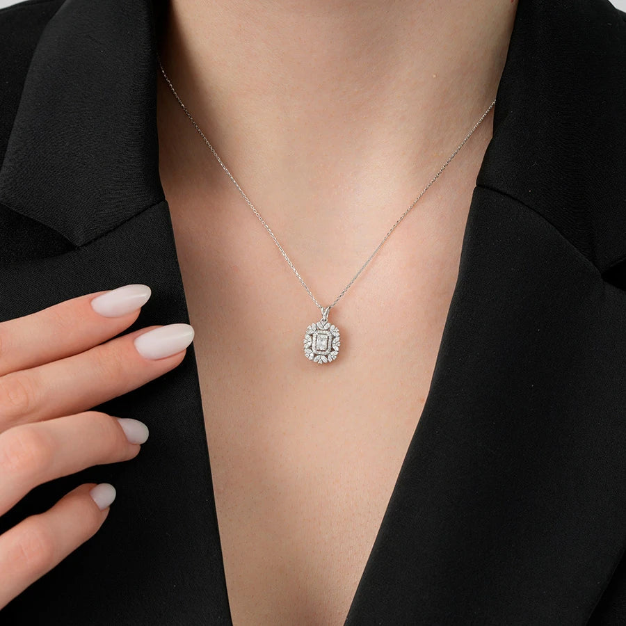 0.30 Carat Diamond Baguette Necklace