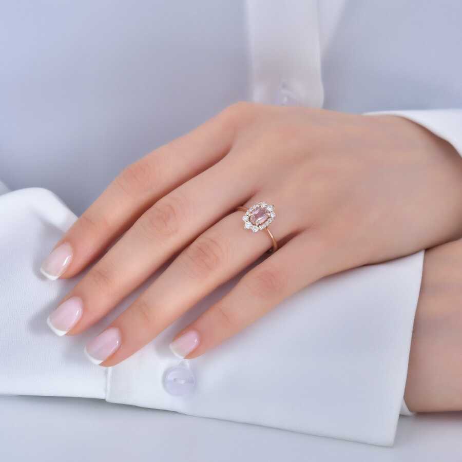 1,06 Karat Diamant-Morganit-Ring