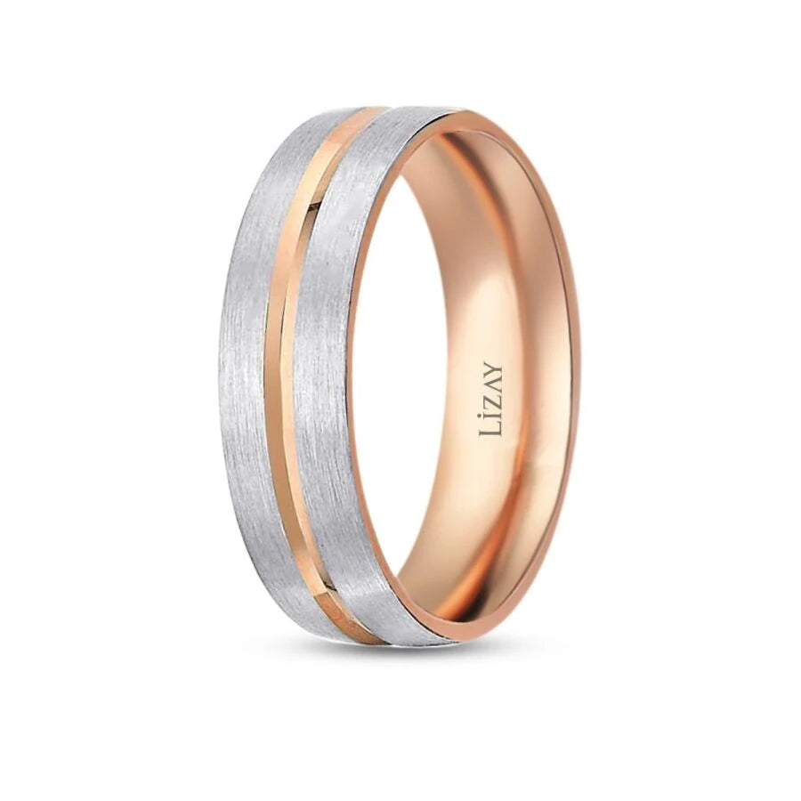 Gold Two-Tone Modern Wedding Band