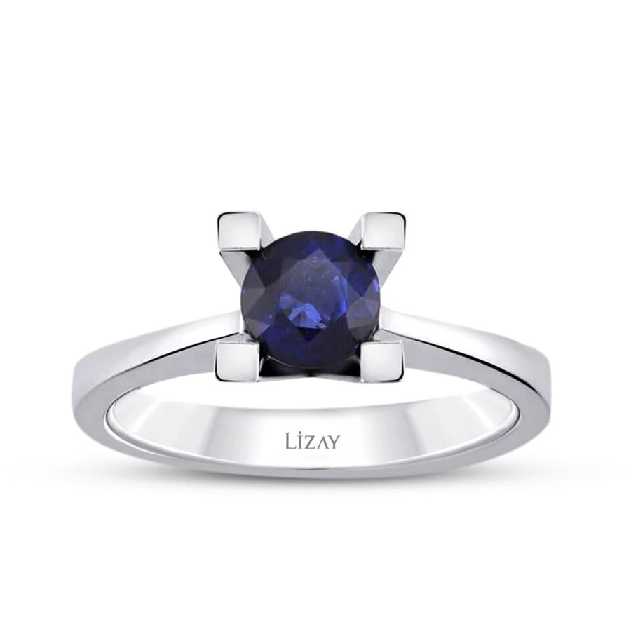 0.58 Carat Round Solitaire Sapphire Engagement Ring