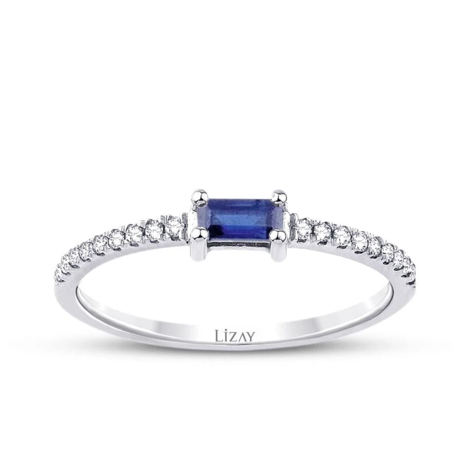 0.22 ct. Diamant Saphir Smaragd Schliff Ring