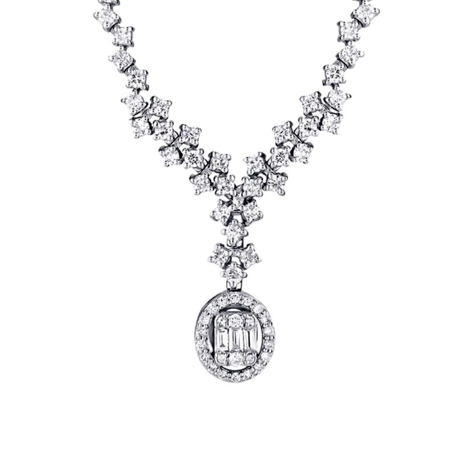 Halskette mit 0,90 Karat Diamanten im Baguette-Schliff