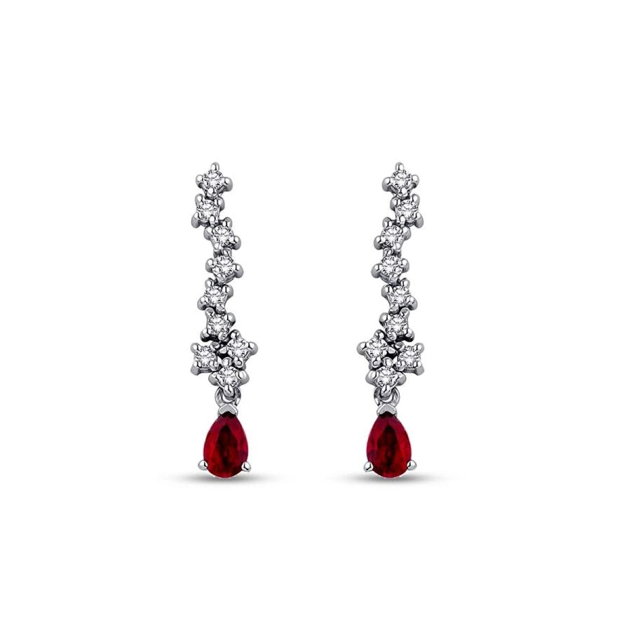 0.89 Carat Diamond Ruby Earrings