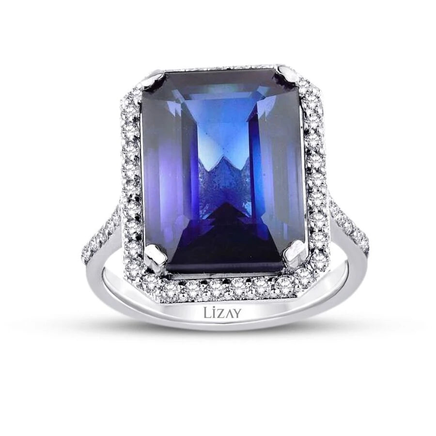 9.52 Carat Diamond Sapphire Ring