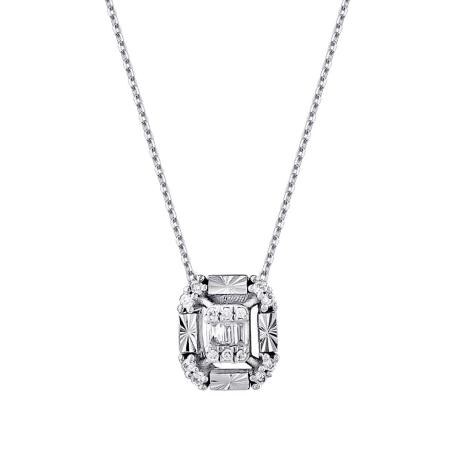 0.09 Carat Diamond-Effect Baguette Necklace