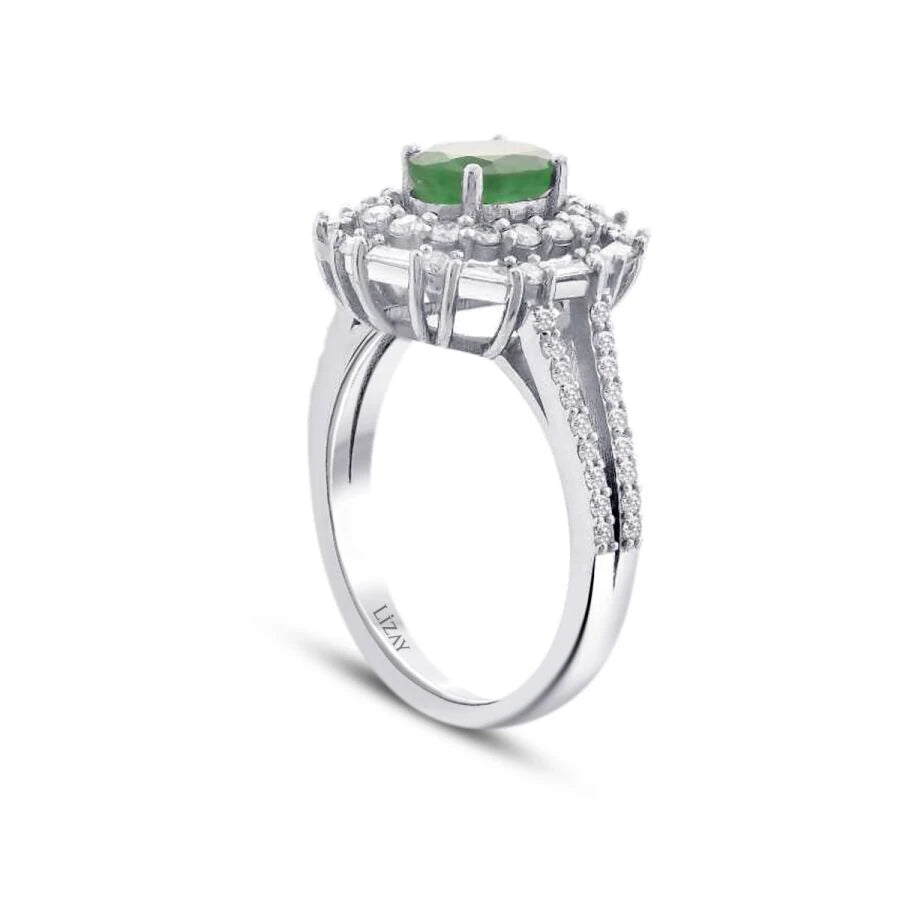 0.85 Carat Diamond Emerald Ring