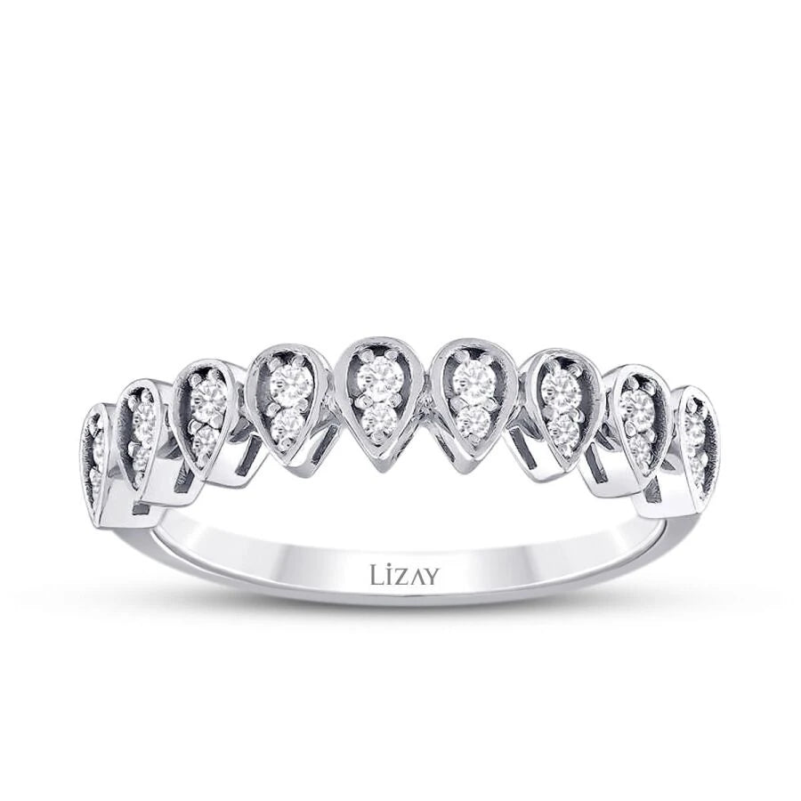 0.16 Carat Diamond Half-Eternity Pear Ring
