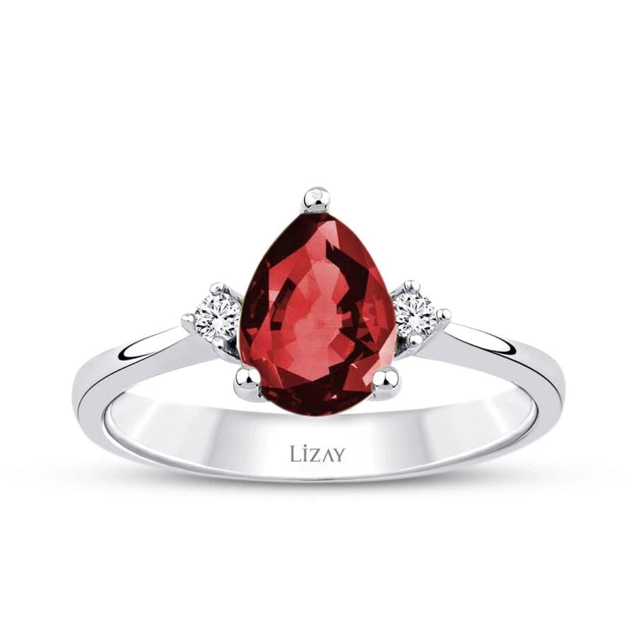1.40 Carat Diamond Pear Ruby Ring