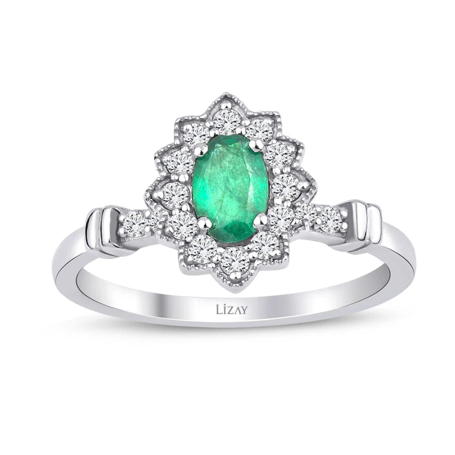 0.71 Carat Diamond Emerald Ring