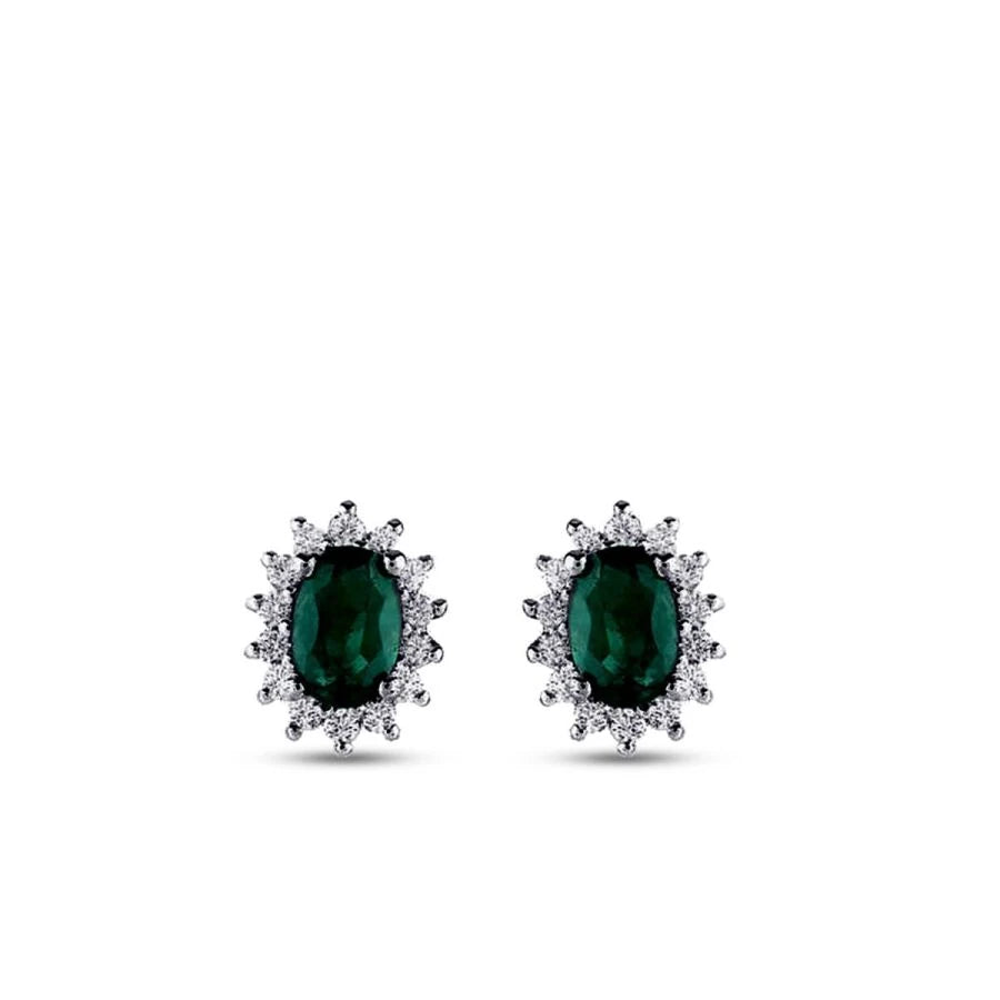 1.60 Carat Diamond Emerald Earrings