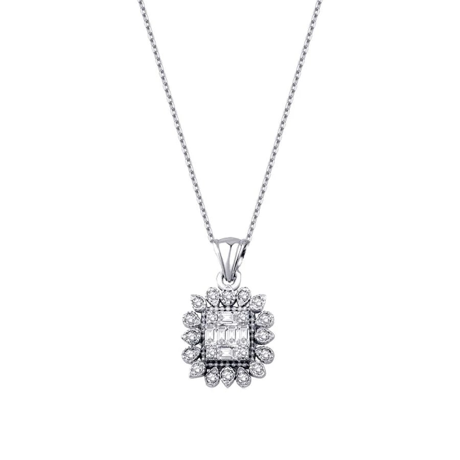 0.12 Carat Diamond Baguette Necklace