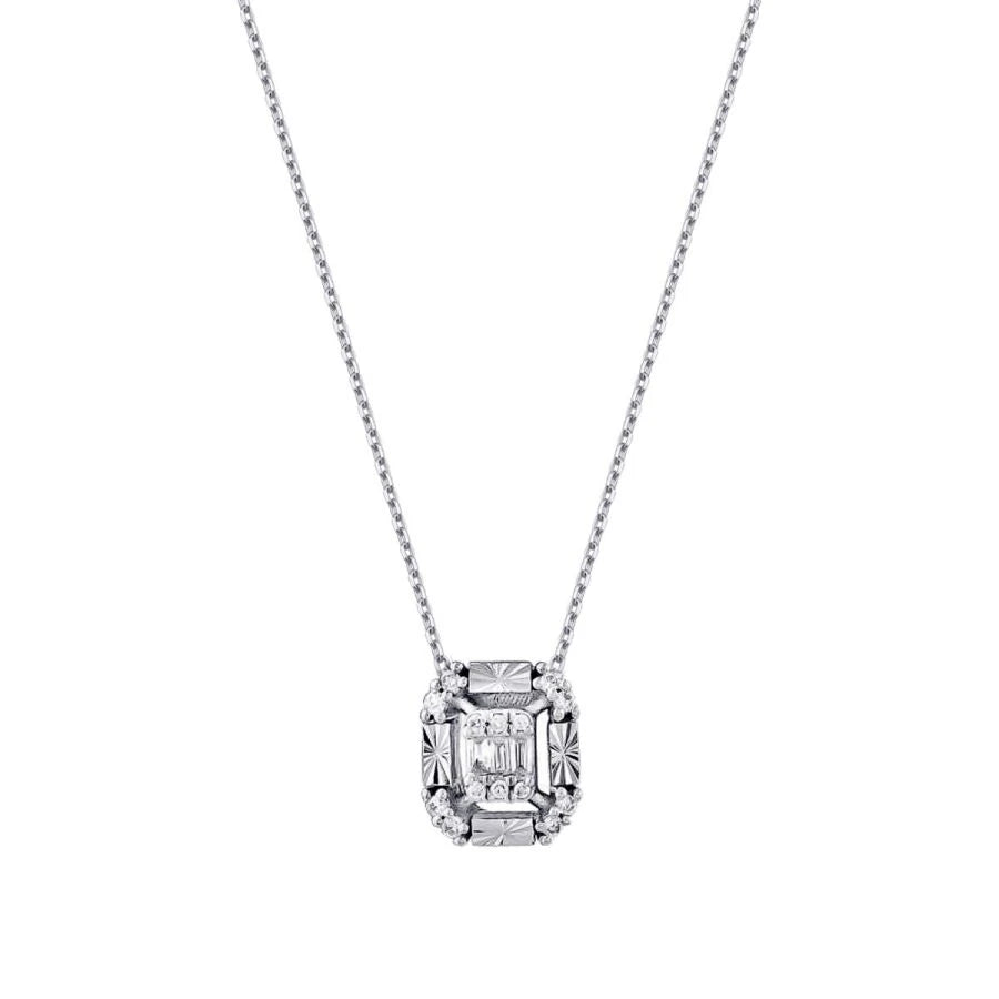 0.09 Carat Diamond-Effect Baguette Necklace