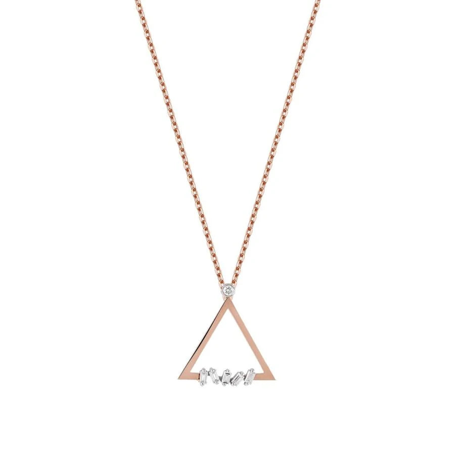 0.07 Carat Diamond Baguette Triangle Necklace