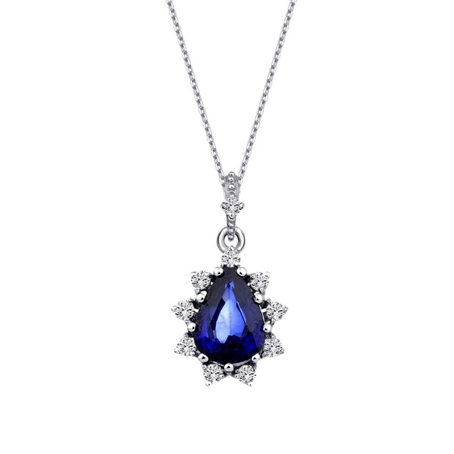 Halskette mit Diamant und Saphir (0,96 Karat)
