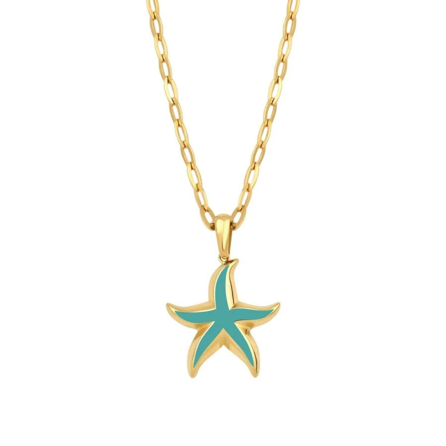 Gold Turquoise Starfish Necklace