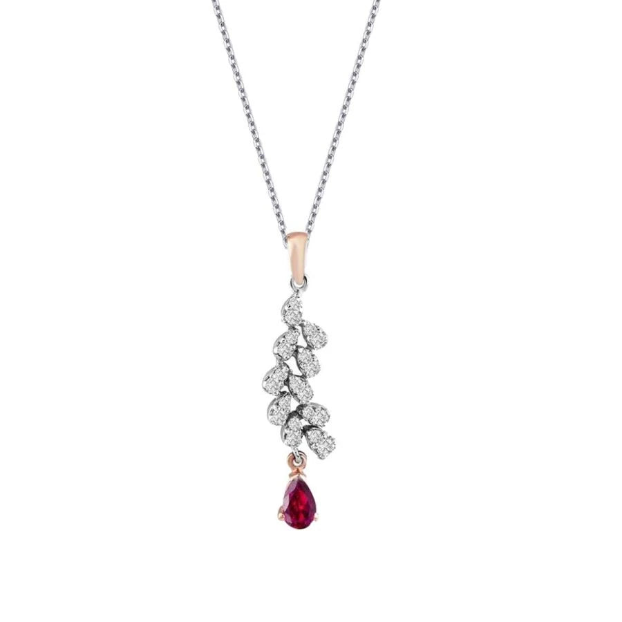 0.39 Carat Diamond Ruby Necklace