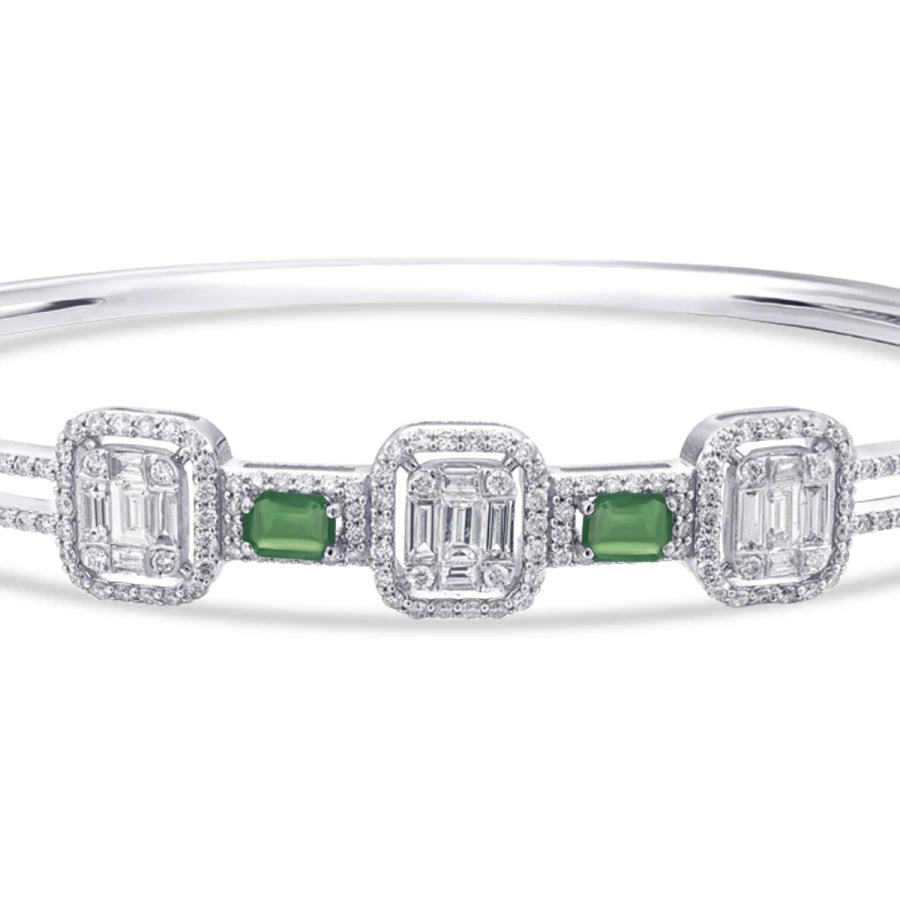 1.68 Carat Diamond Baguette Emerald Bangle