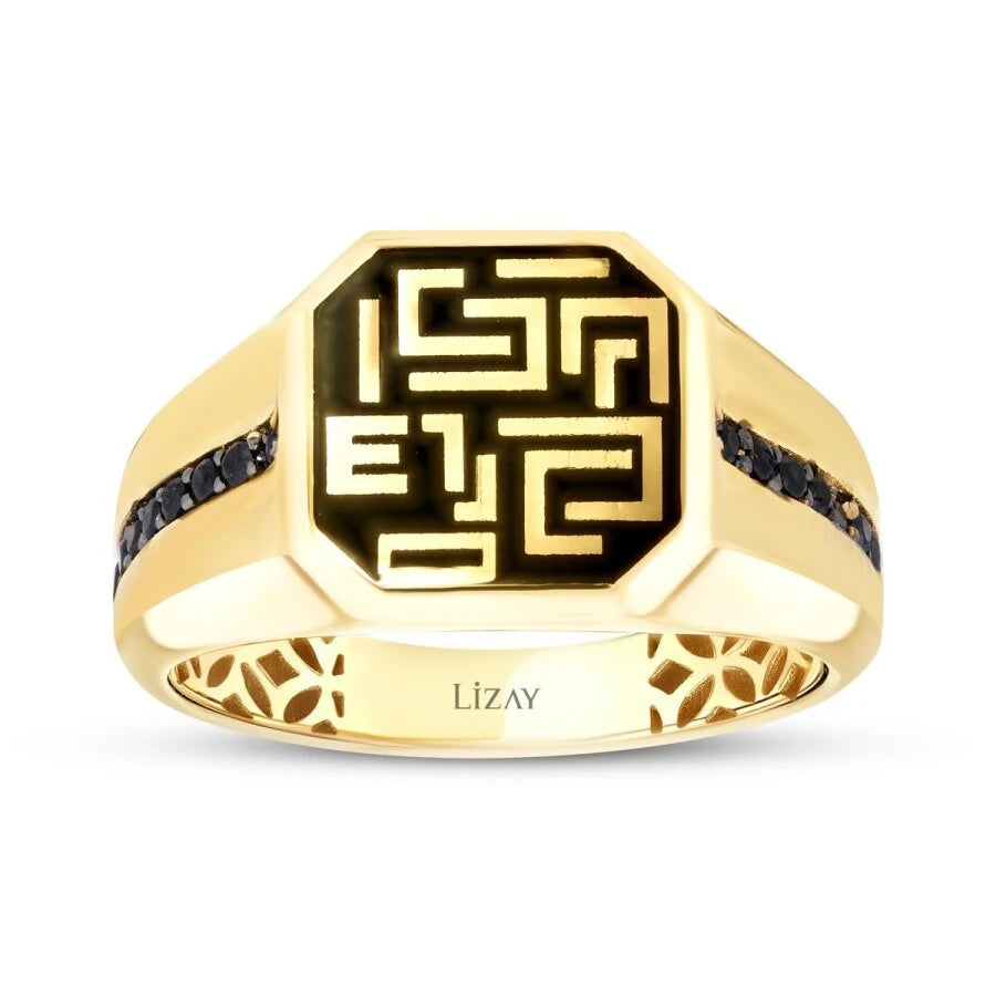 Gold Black Stone Symbol Men’s Ring