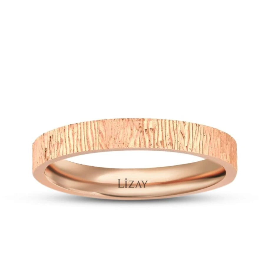 Rose Gold Patterned Wedding Band
