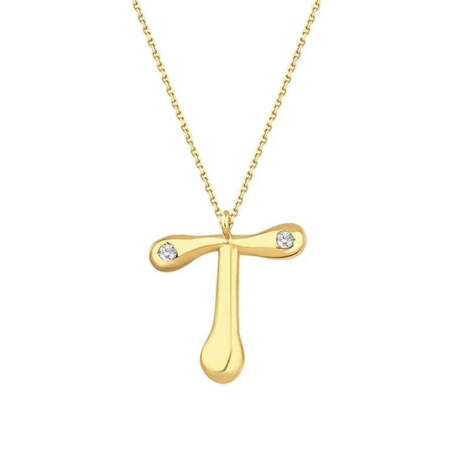 0.04 ct. Diamant T-Buchstabe Halskette