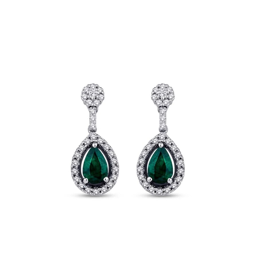 0.99 Carat Diamond Emerald Earrings