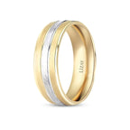 Gold Two-Tone Patterned Wedding Band