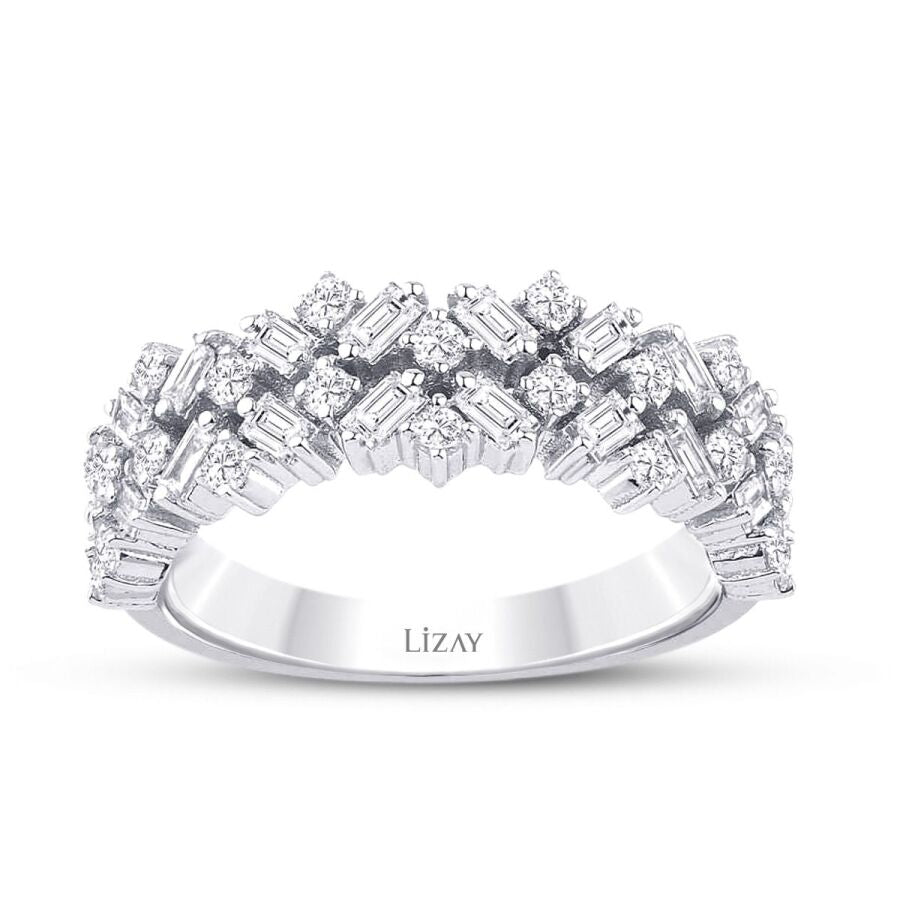 0,80 Karat Diamant-Halb-Ewigkeits-Baguette-Ring