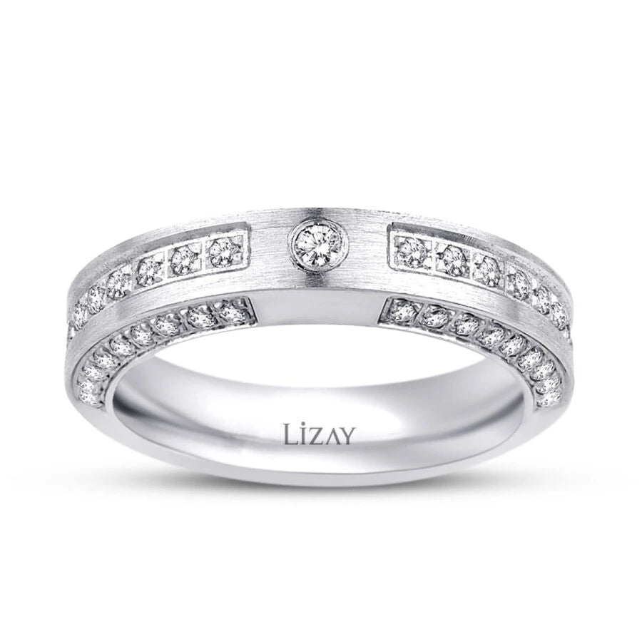 Ehering aus Weißgold mit Zirkonia