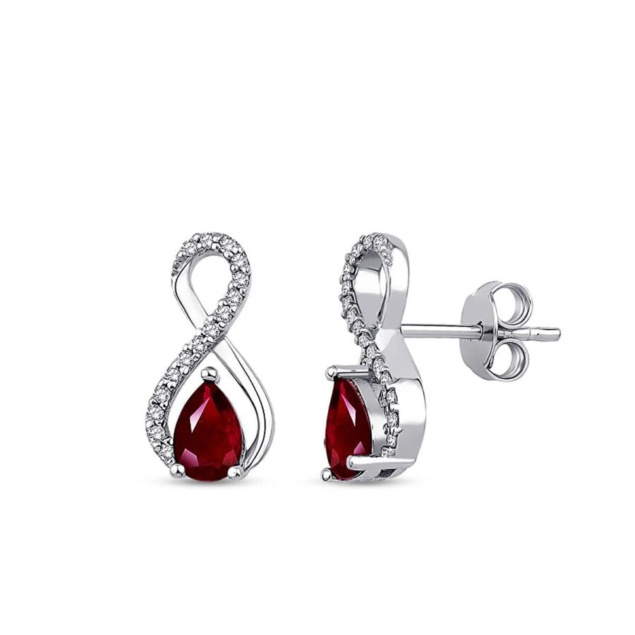 1.27 Carat Diamond Ruby Earrings