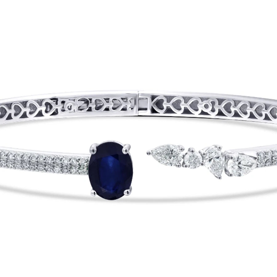2.63 Carat Diamond Sapphire Bangle