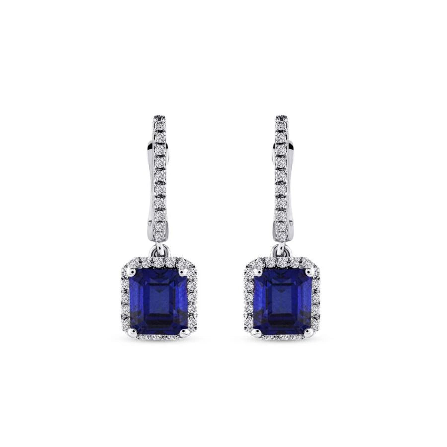 2.18 Carat Diamond Sapphire Earrings