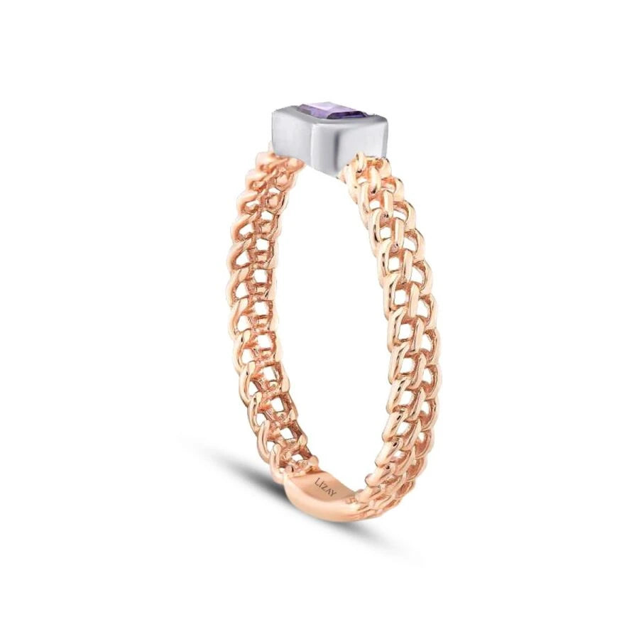 0,28 Karat Amethyst-Ring im Smaragdschliff