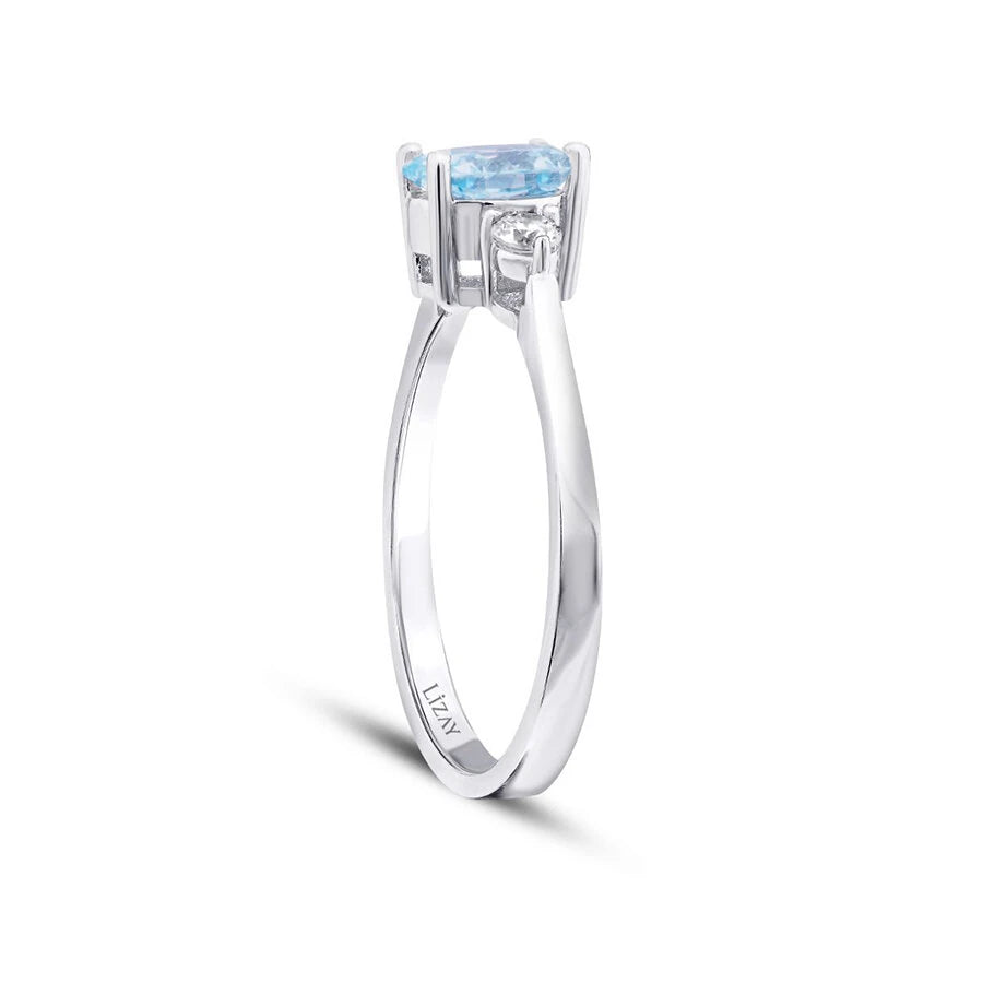 0,92 Karat Diamant-Blautopas-Ring