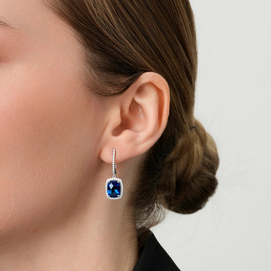 4.33 Carat Diamond Sapphire Earrings
