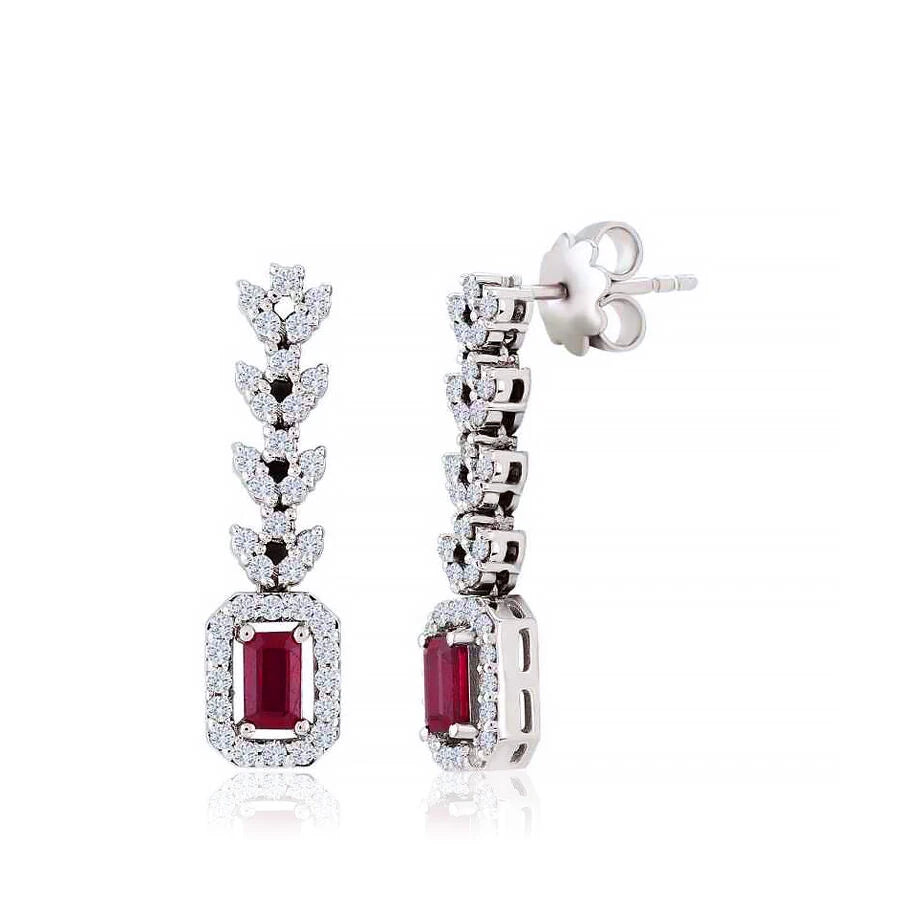 1.63 Carat Diamond Ruby Earrings